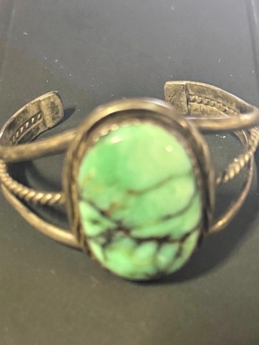 VTG Sterling Silver Native American Hand Crafted Turquoise Bracelet by ELLA